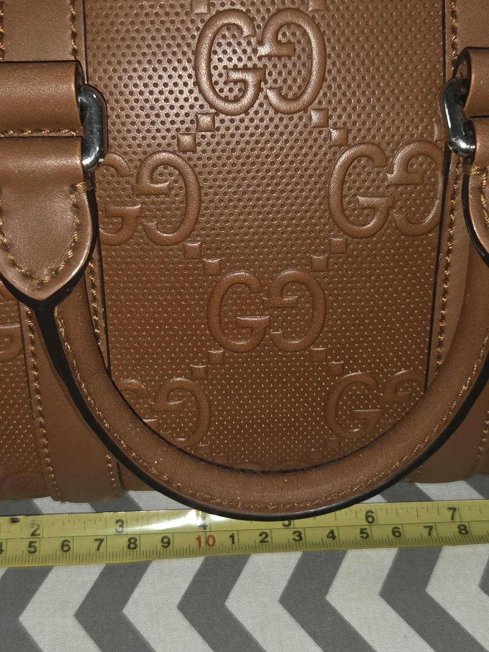 Gucci Brown Embossed Leather Handbag... 100% AUTHENTIC